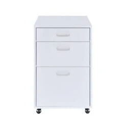 3 Drawers File Cabinet In White High Gloss And Chrome Finish - White High Gloss And Chrome - Legal