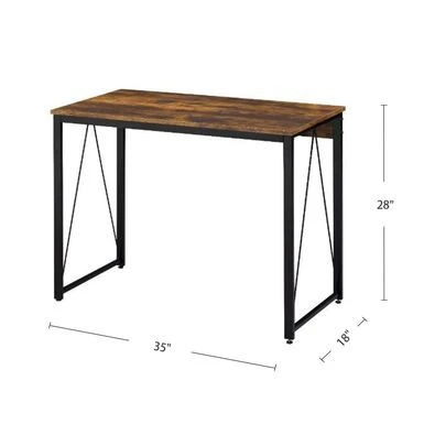 Wooden Top Writing Desk With Metal Frame - Black 4 Wooden Top Writing Desk With Metal Frame - Black - Image 4