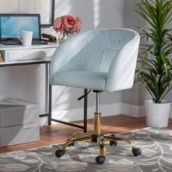 Baxton Studio Ravenna Contemporary Glam And Luxe Velvet Fabric And Gold Metal Swivel Office Chair - Aqua, Gold -Office Storage Sales c6f7720b 6212 40d7 8d15 6dc2cd4c4343