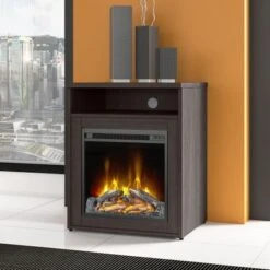 Studio C 24W Electric Fireplace With Shelf By Bush Business Furniture - Storm Gray