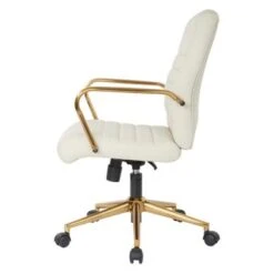 Ave Six Baldwin Mid-Back Faux Leather Chair With Gold Finish Arms And Base - Saddle -Office Storage Sales c90d4e10 dd08 4037 8f80 d2bae88a3539