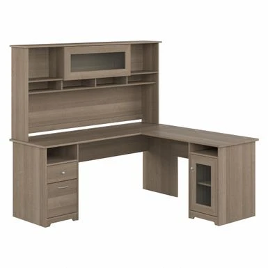Cabot 72W L Shaped Desk With Hutch And Storage By Bush Furniture - Ash Gray 2 Cabot 72W L Shaped Desk With Hutch And Storage By Bush Furniture - Ash Gray - Image 2