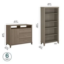 Somerset Office Storage Credenza With Bookcases By Bush Furniture - Platinum Gray -Office Storage Sales c96c35f1 0906 485b bbac 011b32bbdc22