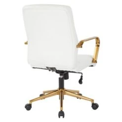 Ave Six Baldwin Mid-Back Faux Leather Chair With Gold Finish Arms And Base - Saddle -Office Storage Sales c9d18e72 c19e 4b6e 949b 038fb23178af