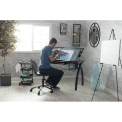 Studio Designs Futura Clear Glass Top Drafting Table With Storage - Painted - Clear -Office Storage Sales ca5ca735 16a0 4911 be98 1a49f150951e
