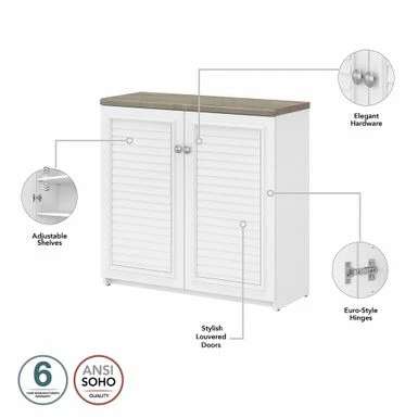 Fairview Storage Cabinet With Doors And Shelves By Bush Furniture - 31.73"L X 12.76"W X 30.71"H - Cape Cod Gray 12 Fairview Storage Cabinet With Doors And Shelves By Bush Furniture - 31.73"L X 12.76"W X 30.71"H - Cape Cod Gray - Image 12
