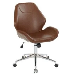 Chatsworth Faux Leather Office Chair With Chrome Base - Saddle