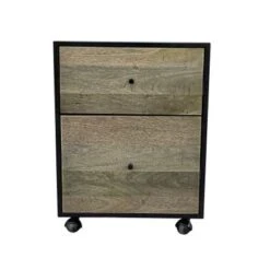Mason Steel & Mango Wood 2-Drawer File Cabinet - Brown - Letter -Office Storage Sales cbd0ab13 2a07 47fc 8b63 7e707d8524ff