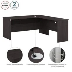 Ridgeley 65W L Shaped Desk By Bestar - Charcoal Maple -Office Storage Sales cdc7bcf1 d2ca 4dce a393 2164a4218d9f