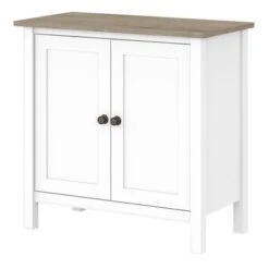 Mayfield Accent Storage Cabinet With Doors By Bush Furniture - White - Pewter Finish -Office Storage Sales cde5fc04 2eaa 430f 8883 fc3ddab9fb36
