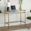Eaton Desk - Brass 36" With Faux Marble Shelf