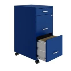 Space Solutions 18" Deep 3 Drawer Mobile File Cabinet, Classic Blue - Blue - Letter -Office Storage Sales cef94a3a 399a 4b69 ab86 0baff4899d40