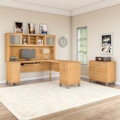 Somerset 72W L Shaped Desk With Hutch And Lateral File Cabinet - Sand Oak -Office Storage Sales cf69f045 6c25 41da a852 1cc8e6fd335a