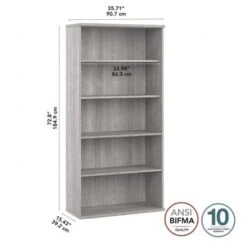 Hybrid Tall 5 Shelf Bookcase By Bush Business Furniture - Storm Gray -Office Storage Sales d1b73426 d64c 4506 b120 70678ca6a18f