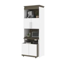 Orion 30W Tall Storage Cabinet With Doors And Fold-Out Desk By Bestar - Bark Grey/Graphite -Office Storage Sales d1be8c7c a3a1 4188 9b5e ec309ebaa4f3