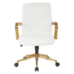 Ave Six Baldwin Mid-Back Faux Leather Chair With Gold Finish Arms And Base - Saddle -Office Storage Sales d2e42bb3 30a6 489b b9c9 8771799a8979