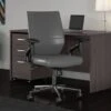 Cabot Mid Back Leather Office Chair By Bush Furniture - Dark Gray Leather