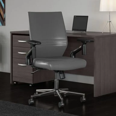 Cabot Mid Back Leather Office Chair By Bush Furniture - Dark Gray Leather 1 Cabot Mid Back Leather Office Chair By Bush Furniture - Dark Gray Leather