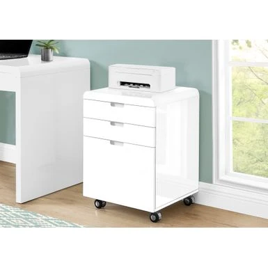 File Cabinet/ Rolling Mobile/ Storage Drawers/ Printer Stand/ Office/ Work/ Laminate/ Glossy White/ Contemporary/ Modern 1 File Cabinet/ Rolling Mobile/ Storage Drawers/ Printer Stand/ Office/ Work/ Laminate/ Glossy White/ Contemporary/ Modern
