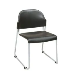 Stack Chair With Plastic Seat And Back - Black