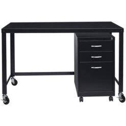Lorell Personal Mobile Desk - Black -Office Storage Sales d436c243 17bd 4f23 965e dccdcdcee54f