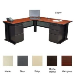 Regency Seating Fusion 66-inch Double Pedestal L-Desk With 48-inch Return - Cherry