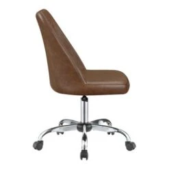 Upholstered Tufted Back Office Chair Brown And Chrome -Office Storage Sales d491f317 4f0c 4452 8604 59c0de580bcb