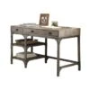 Acme Furniture Gorden Weathered Oak And Antique Silver Desk - Weathered Oak And Antique Silver
