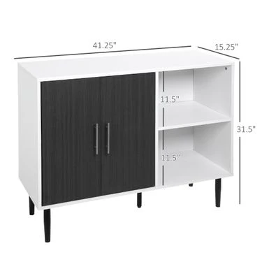 HOMCOM Buffet Cabinet, Storage Sideboard With Adjustable Shelf, Free Standing 2-Door Kitchen Cupboard, Hallway, Grey - Grey - Legal 3 HOMCOM Buffet Cabinet, Storage Sideboard With Adjustable Shelf, Free Standing 2-Door Kitchen Cupboard, Hallway, Grey - Grey - Legal - Image 3