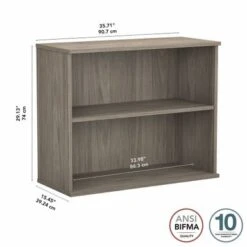Hybrid Small 2 Shelf Bookcase By Bush Business Furniture - Platinum Gray -Office Storage Sales d6527a8f bb33 4c20 a953 221a5ee95f97