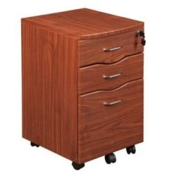 Urban Designs Office Rolling Storage And File Cabinet - Mahogany