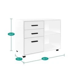 Parker Rolling Office Cabinet With Drawers, Lateral Desk Cabinet Organizers, Racks & Shelves, Office Drawer Unit - White -Office Storage Sales d8841b57 dc59 4b50 8c39 4e415700ed23