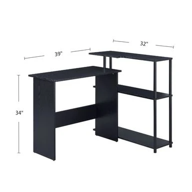 Wooden Writing Desk With Side Shelf - Antique White And Black 9 Wooden Writing Desk With Side Shelf - Antique White And Black - Image 9