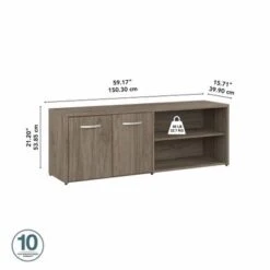 Hybrid Low Storage Cabinet With Doors By Bush Business Furniture - Modern Hickory -Office Storage Sales d96b92f3 4c9f 40a2 af5a 693636de0727