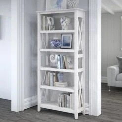 Key West 5 Shelf Bookcase By Bush Furniture - Pure White