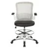 Work Smart Mesh Back Drafting Chair With Black Faux Leather Seat And Adjustable Footring