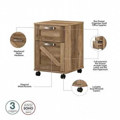 Cottage Grove 2 Drawer Mobile File Cabinet By Bush Furniture - Reclaimed Pine 17 Cottage Grove 2 Drawer Mobile File Cabinet By Bush Furniture - Reclaimed Pine - Image 17
