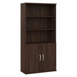 Hybrid Tall 5 Shelf Bookcase With Doors By Bush Business Furniture - Storm Gray -Office Storage Sales dbf5b515 0c4c 4c28 b323 773122549b56