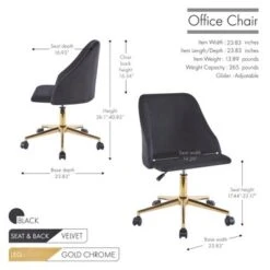 Porthos Home Ryo Swivel Office Chair, Velvet, Gold Chrome Legs - Grey -Office Storage Sales dcca0045 068b 440d 93dd 815b1594359c