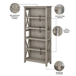 Key West 5 Shelf Bookcase By Bush Furniture - Pure White -Office Storage Sales dde9f8f3 165e 423d aeaa f3960a4bb974