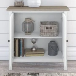 Mayfield Accent Storage Cabinet With Doors By Bush Furniture - White - Pewter Finish -Office Storage Sales dfe52a15 b368 40b6 b61c 98e54fac3db3