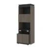 Orion 30W Tall Storage Cabinet With Doors And Fold-Out Desk By Bestar - Bark Grey/Graphite