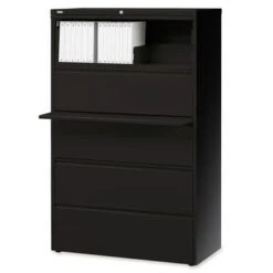 Lorell Black 5-drawer 42-inch Wide Telescoping Suspension Lateral Files - Letter - Black
