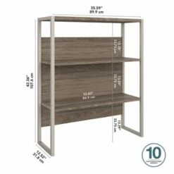 Hybrid 36W Bookcase Hutch By Bush Business Furniture - Modern Hickory -Office Storage Sales e15aed9f a4e7 4ce2 ba5a 9952d76f88a8