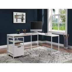 Contempo L-shaped Steel Desk - White