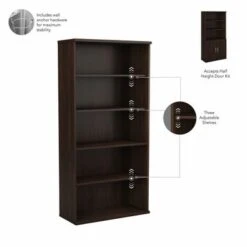 Hybrid Tall 5 Shelf Bookcase With Doors By Bush Business Furniture - Storm Gray -Office Storage Sales e4a1eb43 5617 41c5 bb4c 6e732891e90d