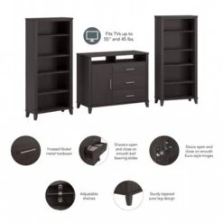Somerset Office Storage Credenza With Bookcases By Bush Furniture - Platinum Gray -Office Storage Sales e57436a0 57ba 4ccf 8ff8 81be6c423920