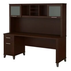 Bush Furniture Somerset 72W Office Desk With Hutch In Ash Gray - Mocha Cherry -Office Storage Sales e687a958 6e32 4f5a ae42 8583be69fece