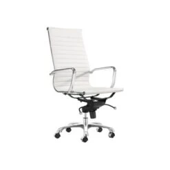 Leatherette Office Desk Chair - White Highback