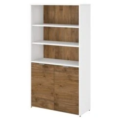 Jamestown 5 Shelf Bookcase With Doors By Bush Business Furniture - Storm Gray/White -Office Storage Sales e7d48114 16df 4558 b549 dd54717e26dc